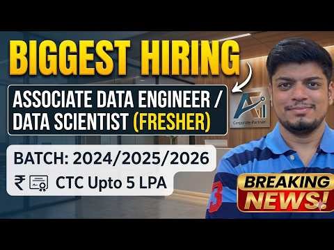 Biggest Freshers Hiring | Associate Data Scientist/Data Engineer Hiring | Off-Campus Drive 2026-2024