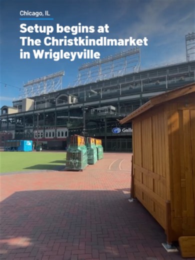 Construction is underway near Wrigley Field as Chicago makes way for the 2026 Christkindlmarket! #christkindlmarkt #chicago #wrigleyville #wrigleyfield