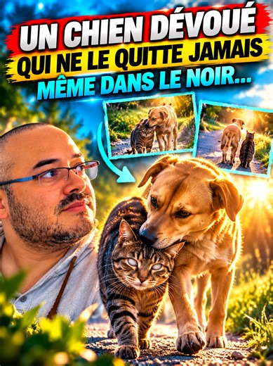 On dit souvent que les animaux ne parlent pas… mais parfois, leurs gestes disent bien plus que tous nos mots. ❤️ Ce chien pourrait courir, jouer et partir où bon lui semble. Pourtant, il fait toujours attention à son meilleur ami. Il ralentit pour lui, l’attend, revient vers lui et reste à ses côtés. 🐶🐱 Et lorsqu’on découvre pourquoi il ne le quitte jamais, leur histoire prend une tout autre dimension… Son ami est aveugle. Alors, sans qu’on ne lui ait appris à le faire, ce chien est devenu son