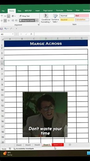 Merge Across in Excel #excel