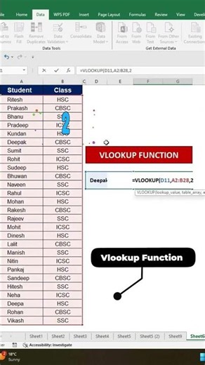 vlookup function in excel #excel #vlookup