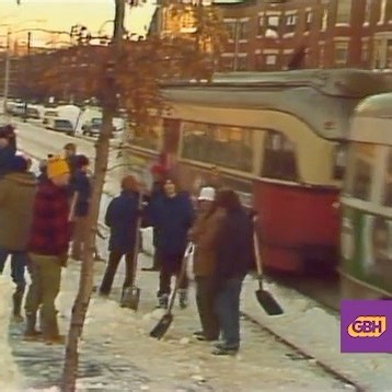 GBH Archives on Instagram: "Beacon Street, Brookline, MA MBTA Green Line seen in January, 1978."