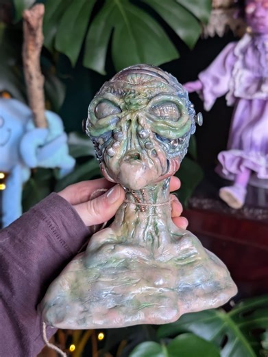 Polymerclay Alien Bust Sculpture Sci-fi Extra-terrestrial Horror Art - Etsy