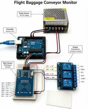 Flight Baggage Conveyor Monitor Using Arduino and RFIDArduinoProject #RFID #SmartSystem #ArduinoUno