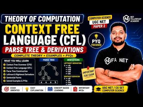 Theory of Computation | Context Free Language , Parse Tree & Derivations | Computer Science UGC NET