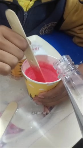 Rohina Arif on Instagram: "Erupting Rainbow Volcano 🫧🌋 🧪 Science Practical with My Students🧪 🔬 Experiment Name: Erupting Rainbow Volcano 🌋 (Acid–Base Reaction Producing Carbon Dioxide Foam). Science experiment with my students using glue, baking soda, dish soap, and vinegar. When vinegar reacted with baking soda, carbon dioxide gas was released, creating thick foam and causing the mixture to increase in quantity. It was wonderful to see the curiosity and excitement on my students’ faces as