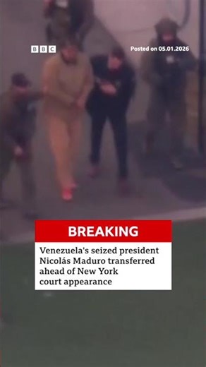 Nicolás Maduro and his wife were transported to a Manhattan court building. #NicolásMaduro #BBCNews