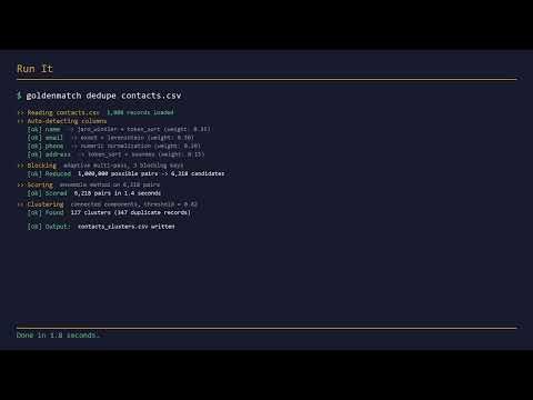 Running Your First File with GoldenMatch | CSV Deduplication Tutorial