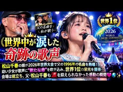 😭🎤【世界中が涙した奇跡の歌声】松山千春の娘が2026年世界大会で父の1996年の名曲を熱唱！幼い少女が歌声に“新たな命”を吹き込み、世界1位の栄光を獲得…会場は総立ち、父・松山千春も涙を抑えられなか