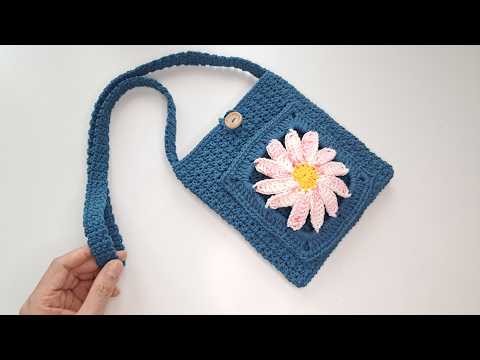 Crochet Crossbody Bag Tutorial | Crochet Flower Granny Sling Bag Tutorial | Beginner friendly!