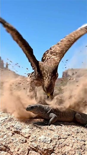 Hawk vs Lizard – Sudden Desert Strike Caught in Slow Motion @BirdWorldDaily