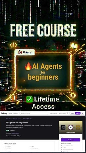 Free Udemy Course 2026✨ AI Agents for beginners #onlinecourses #freecourses #freeonlinecourses