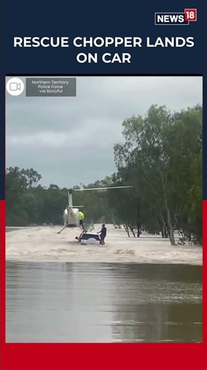 Dramatic Helicopter Rescue Saves Men & Dog From Floodwaters | #shorts | N18S