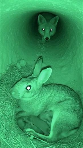 Nature's Brutal Cycle: Fox Raids Rabbit Burrow Black Hills, South Dakota — April 12, 2025 Hidden cameras placed deep within an underground burrow captured a rare and intense glimpse into the unforgiving reality of the wild this past week. The footage shows a mother rabbit resting quietly with her young kits in a nest of dried grass, unaware that a predator had already located their sanctuary. The tension escalates as a fox's glowing eyes appear at the end of the narrow tunnel, slowly approaching