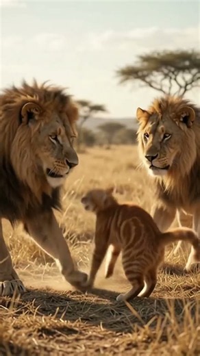 🦁 Tiny Cat Takes On Two Massive Lions