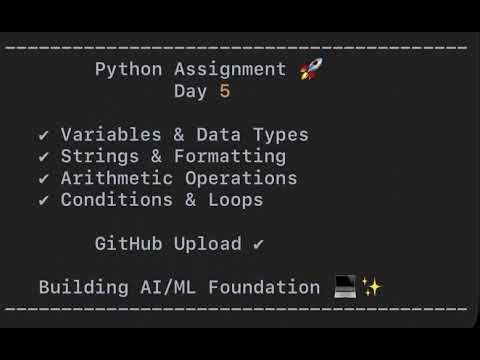 Story Book 347 🚀 🚀 Day 5 – Python Journey Completed my first Python assignment & pushed to GitHub 💻