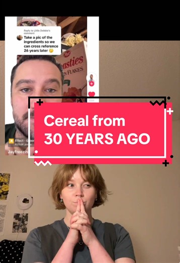 Explaining the difference between cereal from 1996 and 2026 - og video is by @JayFreezing Thered a lot of reasons why foods change over the years! Here are my thoughts. #foodscience #foodscientist #cereal #food #spotthedifference #ingredients #nutrition #cornflakes