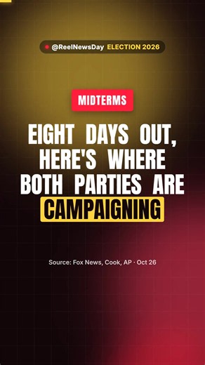 Eight days before the Nov. 3 midterms, Trump has campaigned nearly daily in Texas, Oklahoma, Ohio, Georgia, Florida and Michigan, while Obama and Harris stump for Democrats. A Cook poll shows Democrats narrowly ahead in Ohio, Texas and Iowa, all within the margin of error. Democrats hold 47 seats, including two independents. #midterms #election2026 #senate #politics #fyp SOURCES - Fox News: https://www.foxnews.com/politics/mapped-states-trump-top-democrats-targeting-election-day - Cook Political