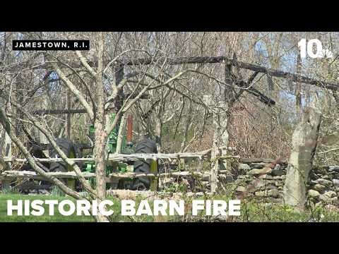 Barn burns down at historic farm in Jamestown