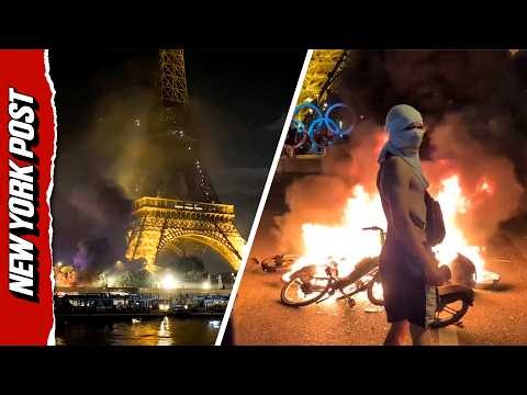 Paris Erupts After PSG Wins Champions League as Fires Burn and Fireworks Explode