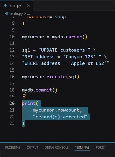 Update data on a database with Python. #coding #programming