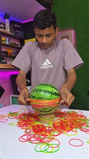 Exploding a watermelon with rubber bands!