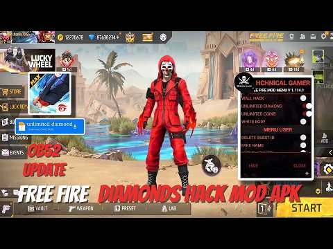 FREE FIRE NEW MOD MENU || UNLIMITED DIAMOND HACK || FF MOD MENU APK
