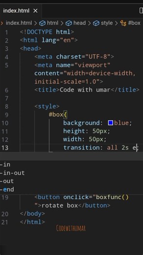 rotate box using button in javascript