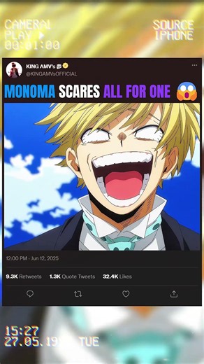 MONOMA SCARES ALL FOR ONE 😱 | #myheroacademia #edit #amv #anime
