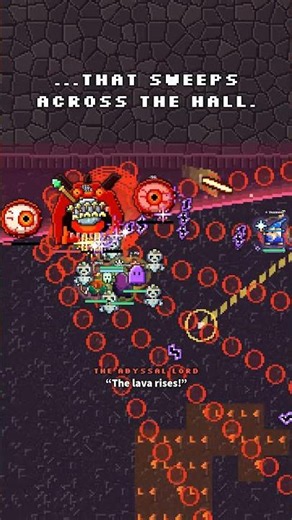The Abyssal Lord rides a wall of flesh across the hall. Stay ahead of it | The Abyss in Madlands