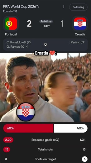 Croatia Eliminated 💔 | Portugal 2 1 Croatia #fifaworldcup2026