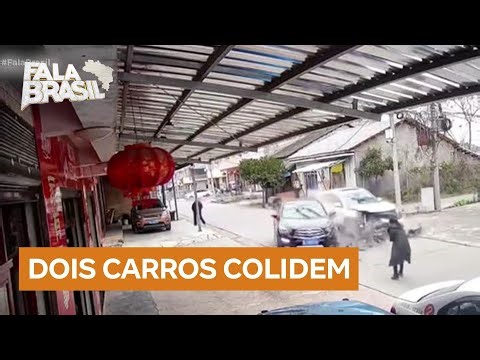 Mulher escapa de acidente grave por um triz em cruzamento na China