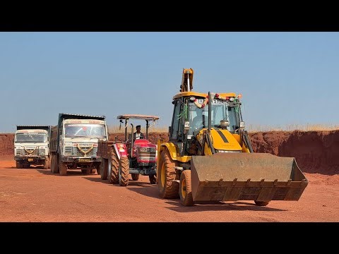 JCB 3dx Loading Red Mud | Mahindra Trolly | TATA 2518 Tipper | Tata Truck