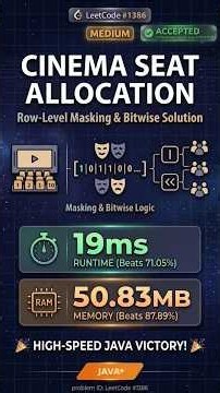 LeetCode 1386 🔥 Cinema Seat Allocation | Bitmask + O(n) Java Solution #shorts