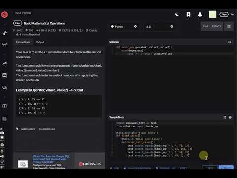 codewars python Basic Mathematical Operations