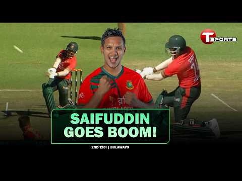 4 sixes in 4 balls! Saifuddin smashes 31 runs off just 10 deliveries! | Ban vs Zim | 2nd T20I