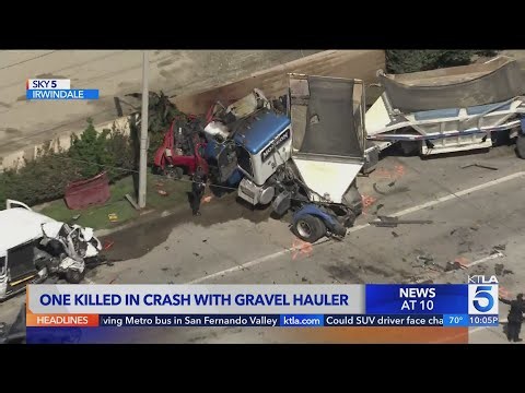 1 killed in crash with gravel hauler in Irwindale