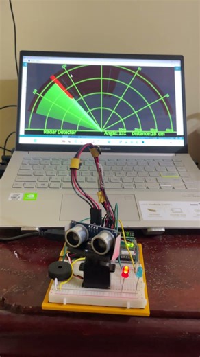 Radar System with Arduino + buzzer + LED
