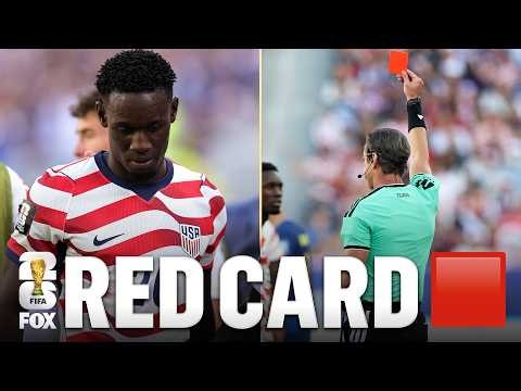 United States' Folarin Balogun sent off after VAR review for foul against Bosnia and Herzegovina