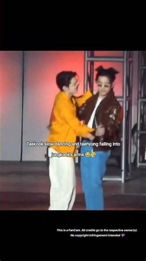 Taekook slow dancing and taehyung falling into jungkook's arms 😂😘🫂 #bts #fyp #kpop #shorts #edit