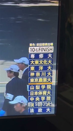 ゴール順位速報10名通過順位箱根駅伝予選会