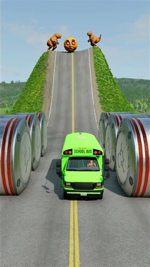 Car & School Buses vs Hydraulic Crush - BeamNG.Drive