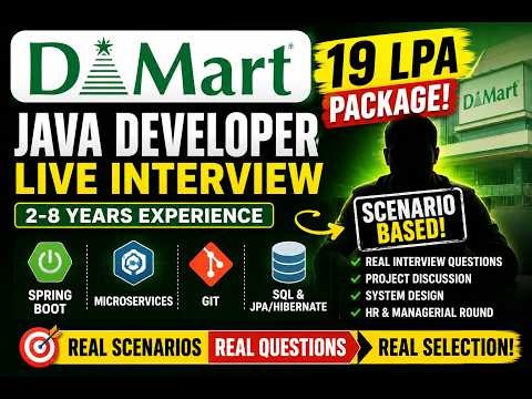 🔔 DMart Java Developer LIVE Interview | Spring Boot | Microservices | Java 8 | Git | System Design
