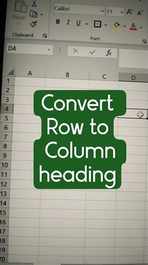 Transpose Function in Excel | Convert Row to Column Heading Easily #shorts #excel