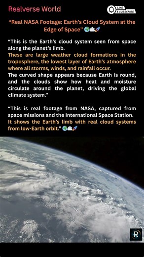 Earth’s Cloud System at the Edge of Space 🌍 | Real NASA Footage #earthfromspace #space #universe