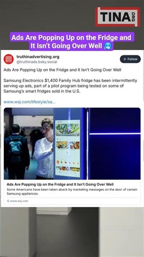 Ads Are Popping Up on the Fridge and It Isn’t Going Over Well 🥶 #truthinadvertising