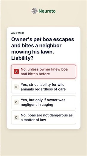 Bar Exam Torts: Strict Liability for Wild Animals