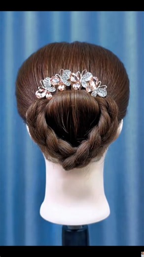 Stylish Bun Hairstyle with Decorative Hair Pins 🌸 #shorts