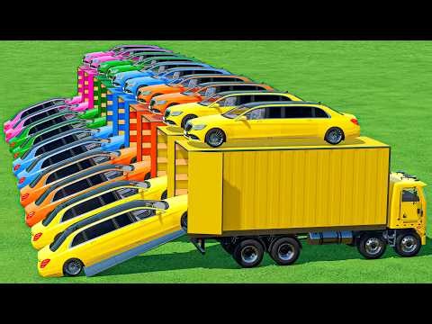 Transporting With Colors | Longest Mercedes Cars With Trucks In Fs22 | Farming Simulator 22