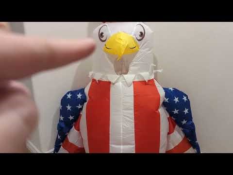 Watch Before Buying - Patriotic Bald Eagle Inflatable Costume Air Blow Up Outfit Adult One Size